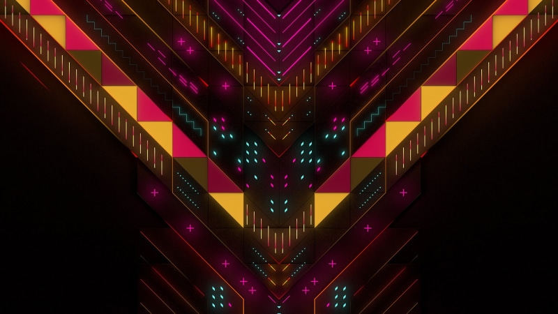 purple, yellow, decoration, digital art, multi colored, triangle shape, glowing, multicolored, shape, design, light, d, architecture, geometric shape