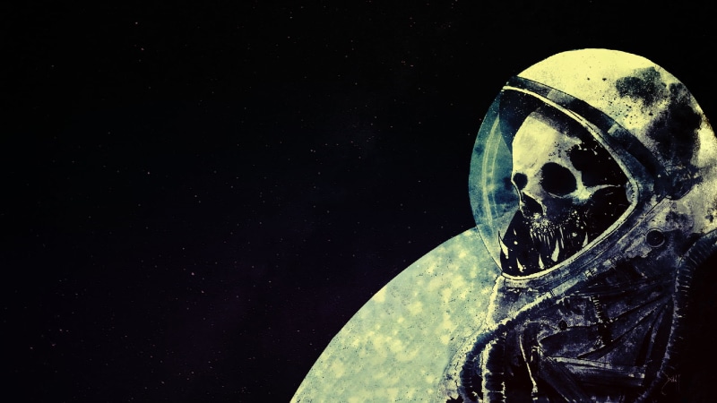 helmet, illustration, sky, close-up, still life, human representation, skull, space art, studio shot, old, representation, art and craft, death, single object