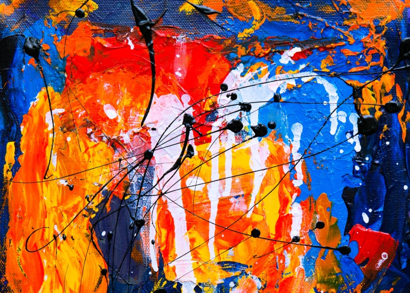 vibrant color, texture, close-up, abstract painting, contemporary art, architecture, wall art, colourful, textured, design, creative, bright, orange, building exterior