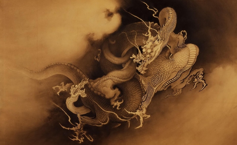 abstract, invertebrate, animals in the wild, old-fashioned, studio shot, old, animal, plexus, dragon, retro Styled, gold Colored, battle, nature