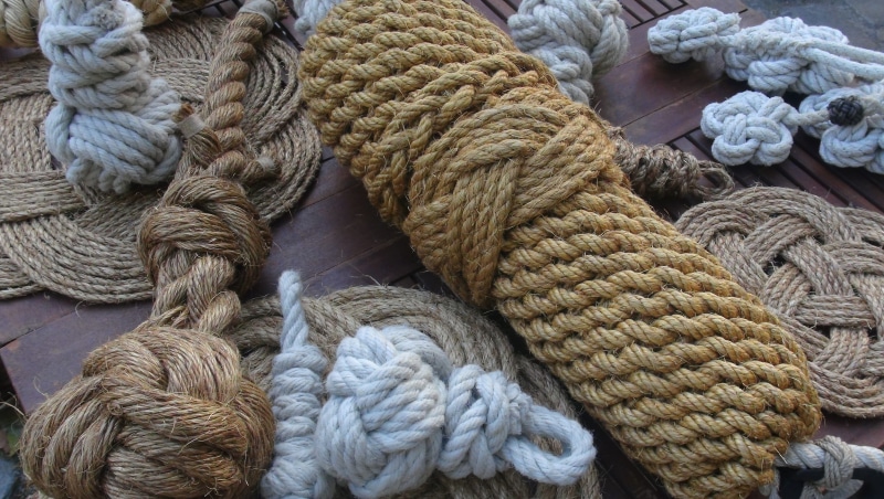 pattern, several, surface, ropes, rolled, old rig, boat, craft, complexity, hemp, high angle view, sailing vessel, material, sailing boat, outdoors, sea