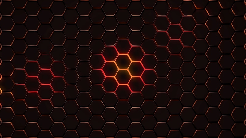illustration, honeycomb, pattern, shape, grey, no people, 4K, repetition, orange color, grid, abstract, backgrounds, metal, hexagon, close-up, geometric shape