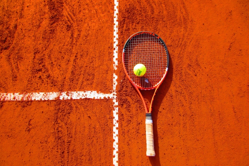 outdoors, orange color, tennis racket, competitive sport, tennis net, racket, high angle view, competition, tennis, lines, 2K, day, healthy, tennis ball