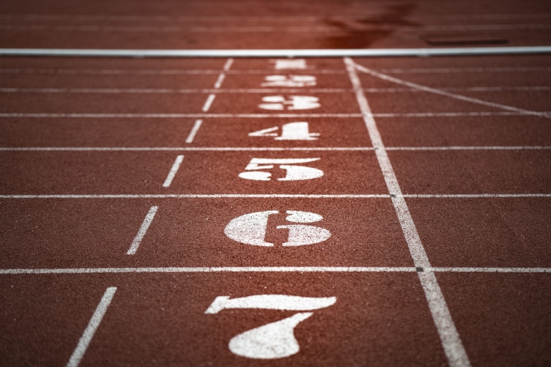 sports Track, sport, running, competition, run, backgrounds, symbol, 8K, track, red, asphalt, runing, number 2, brown, no People, street, athletics, stadium