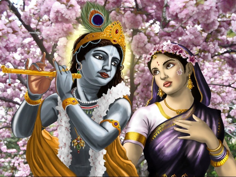 people, tree, nature, radha, flowering plant, sculpture, beauty in nature, freshness, belief, outdoors, krishna, illustration, flower, plant, Lord Krishna
