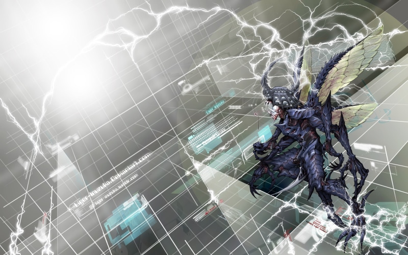 vulnerability, day, animal themes, Digimon Tri, close-up, built structure, anime, spider, invertebrate, Digimon, animals in the wild, no people, pattern