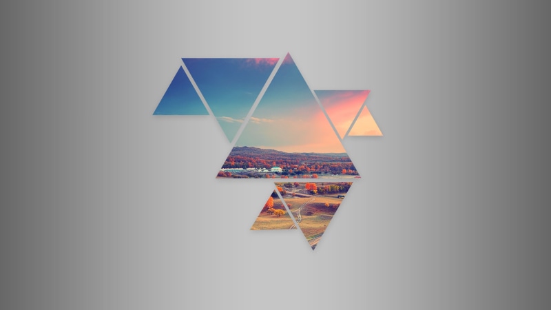 simple background, digital art, abstract, sunset, triangle, 2K