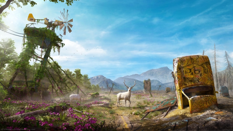graffiti, deer, 5K, abandoned, video games, car, Far Cry New Dawn, digital art