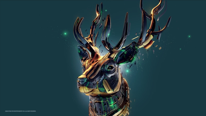 Adam Spizak, animal body part, decoration, pattern, multi Colored, one animal, creativity, computer Graphic, symbol, blue, stag, representation, animal representation
