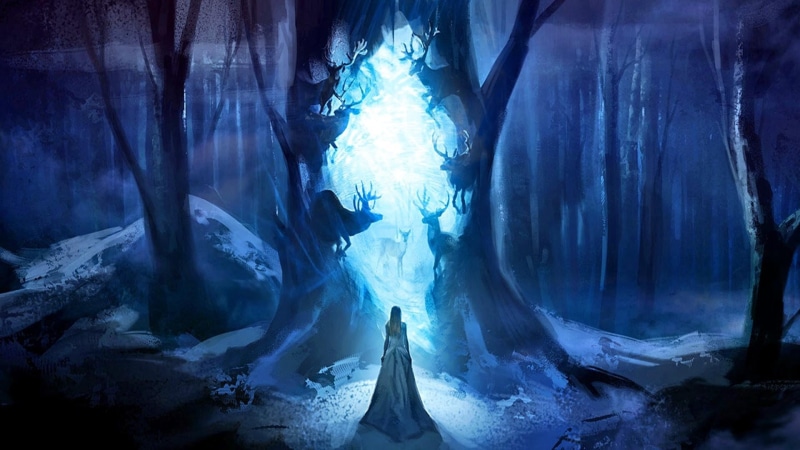 visual effects, fiction, magic, illuminated, nature, mystery, land, ice, freezing, water, mystic, deer, winter, tranquility, blue, frozen, beauty in nature