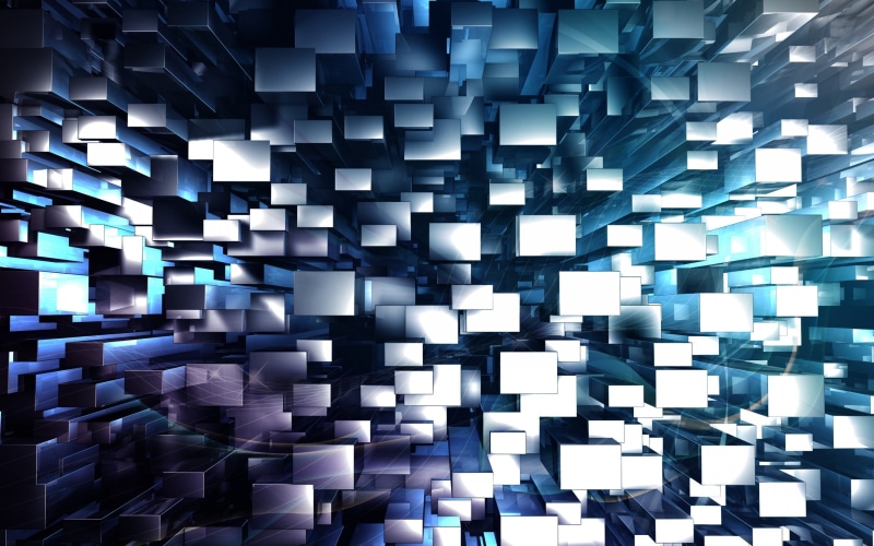 no people, blue, cube, glowing, pattern, design, built structure, repetition, 3D Blocks, abstract, modern, indoors, technology, three dimensional, 2K