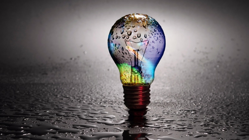 4K, drops, energy, light bulb, colors, bulb, water, drop, waterdrop