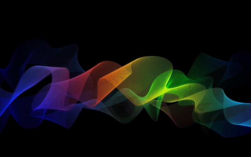 Rainbow, 4K, Black, Ribbon, Dark background, Flow, 4K