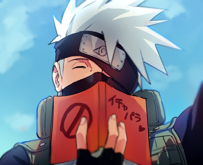 sunlight, cloud - sky, naruto, art and craft, human representation, mask, representation, mode of transportation, hatake kakashi, finger, close-up, real people