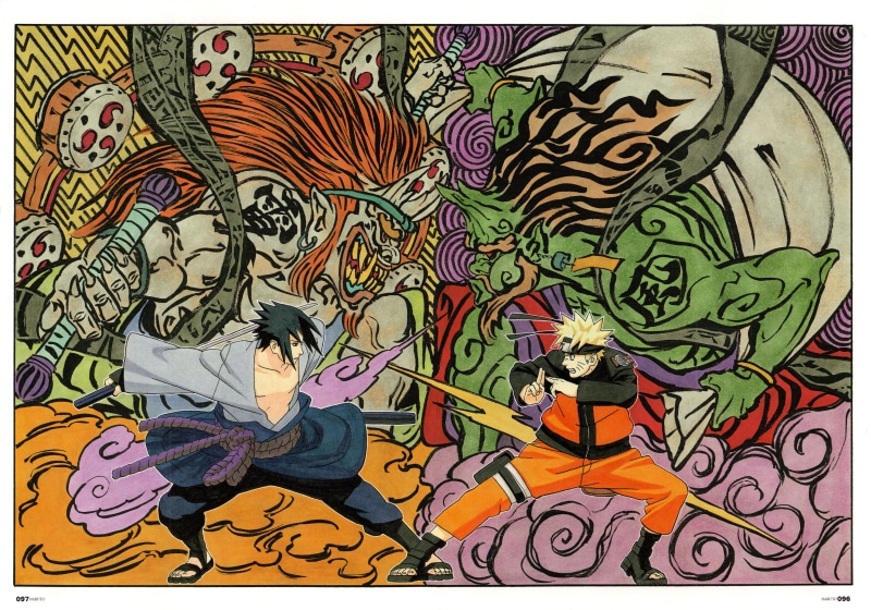 ornate, street art, characters, manga sketch, backgrounds, mural, wall, close-up, Uzumaki Naruto, floral pattern, creativity, Naruto Shippuuden, arts culture and entertainment