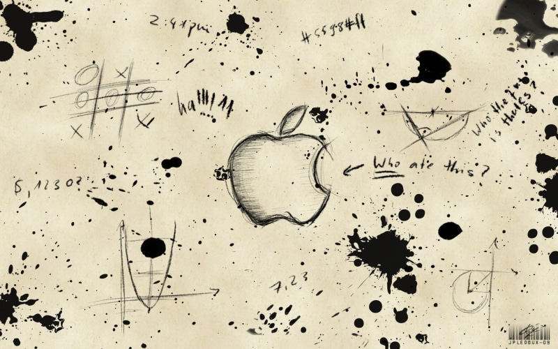 apple logo, sketch, 1080P, iphone, logo apple, mac, apple