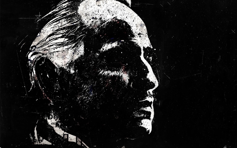 mammal, domestic animals, domestic, animal body part, pets, paint splatter, night, Alex Cherry, Marlon Brando, movies, godfather, one animal, black background