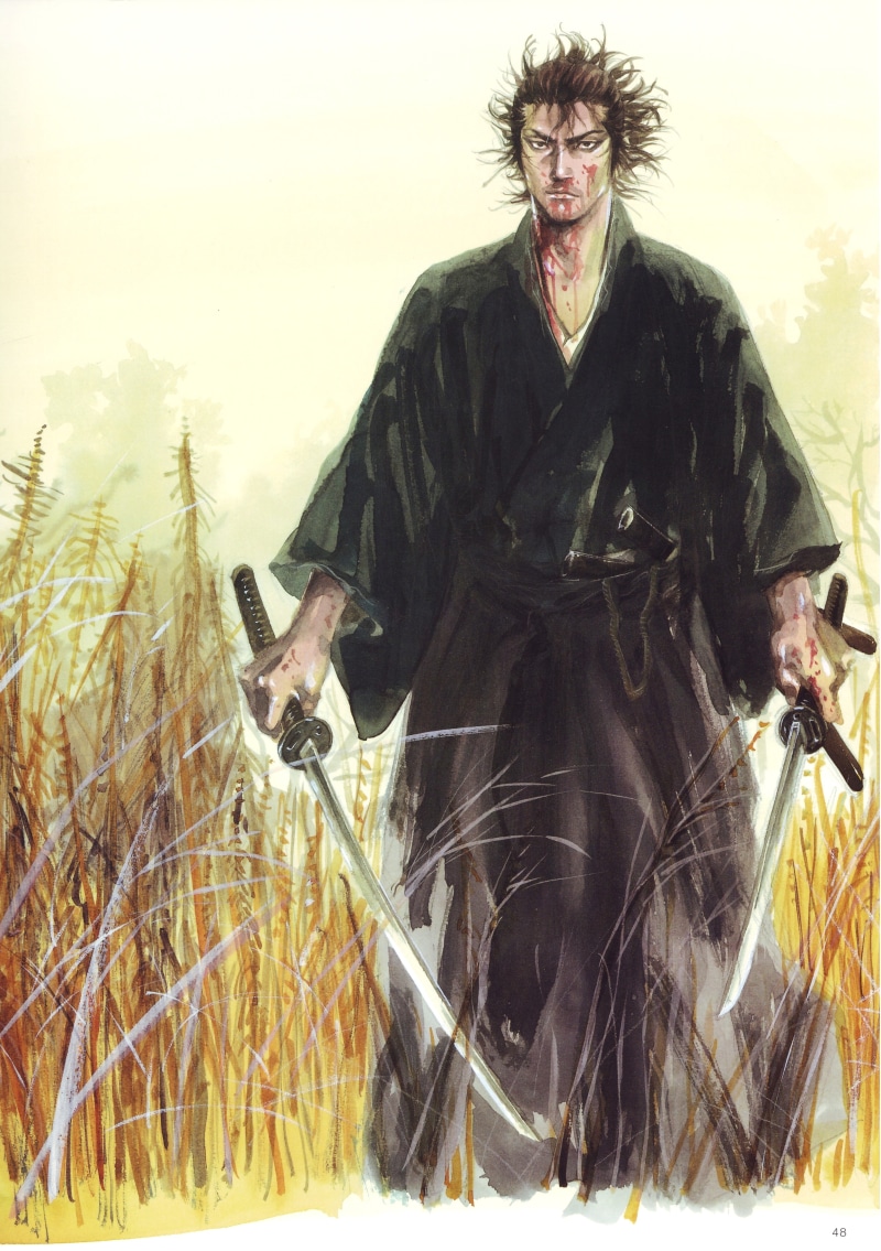 sword, history, grass, Vagabond: Water, fighting, adult, military, 4K, watercolor, men, Vagabond, plant, the past, manga sketch, uniform, outdoors, clothing