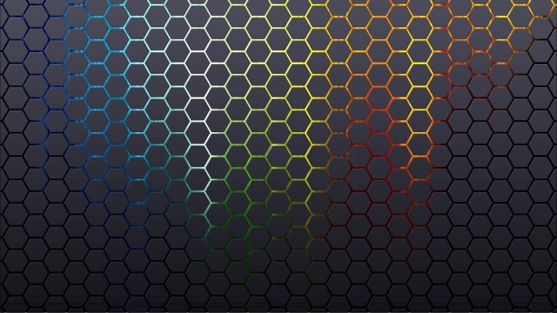 rainbow, colors, 1080P, grey, honeycomb, hexagon, hd