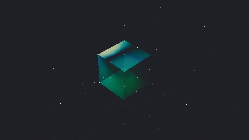 geometric shape, CGI, triangle shape, close-up, night, nature, green color, abstract, dots, black background, multi colored, studio shot, 1080P, design