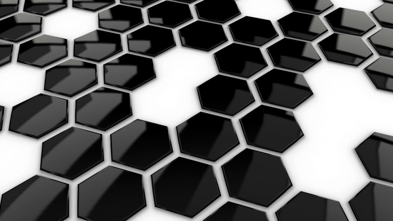 1080P, digital art, pattern, hexagon, abstract, minimalism, geometry, white background, monochrome, reflection