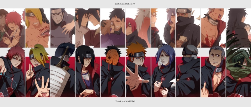 Rin Nohara, Anime, Konan (Naruto), Naruto, Hidan (Naruto), Jiraiya (Naruto), Kisame Hoshigaki, Pain (Naruto), Itachi Uchiha, Deidara (Naruto), Madara Uchiha