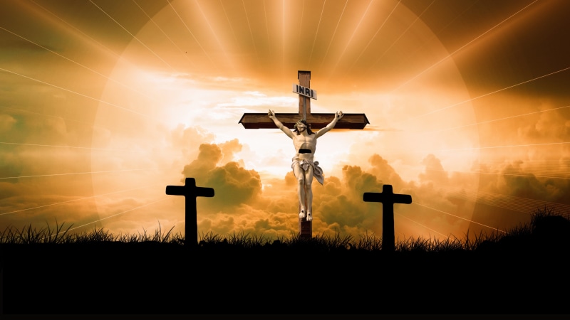 resurrection, nature, outdoors, christ, cross, no people, digital, sunbeam, spirituality, grave, light, cross shape, hill, sunrise, crucifix, clouds, dark