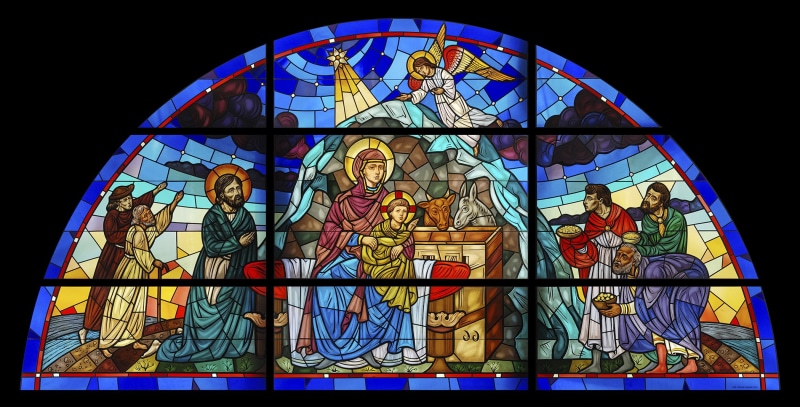 mary, 1080P, religion, church, stained, glass, catholic, cathedral, art, jesus, christian, nativity
