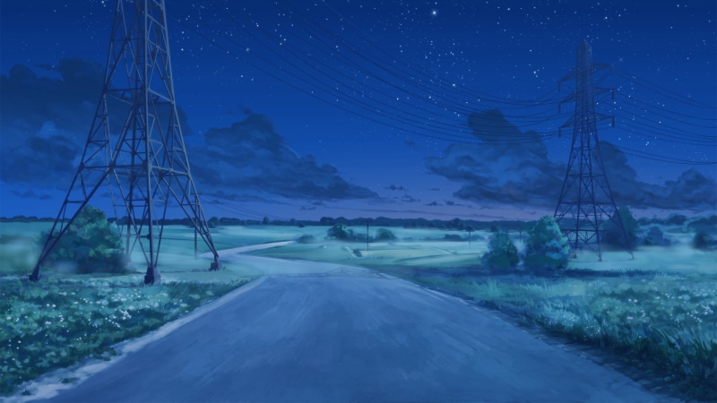 Utility Pole, clouds, ArseniXC, Everlasting Summer, 1080P, Starry Night, Power Lines