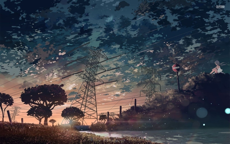 street, water, dusk, sign, clouds, beauty in nature, plant, tree, silhouette, sky, illuminated, city, reflection, power lines, utility pole, sunset, growth