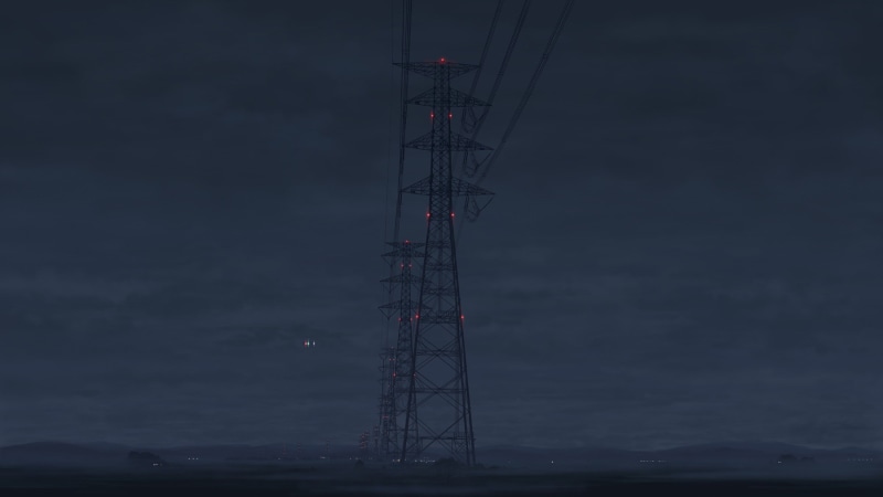 power lines, night, utility pole, electricity, 1080P