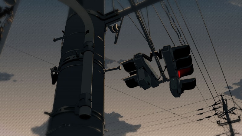 720P, artwork, anime, traffic lights, utility pole