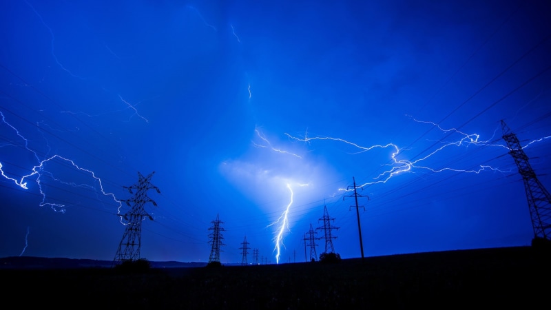 technology, power supply, purple, climate, electricity, power in nature, aggression, outdoors, thunderstorm, night, storm, sign, no people, warning sign