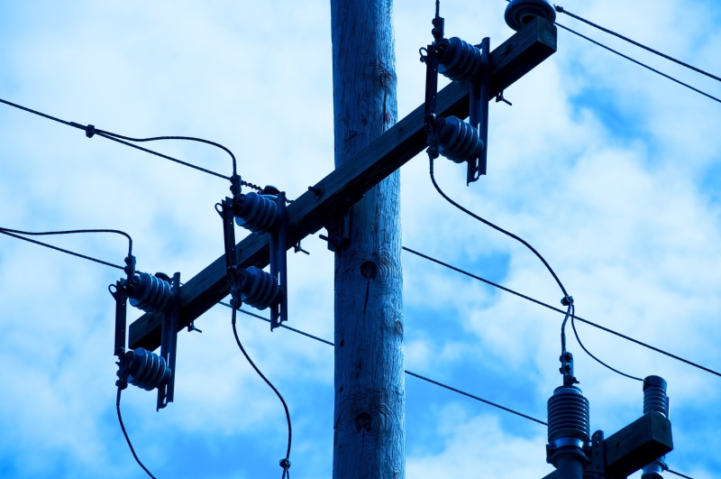 rope, power supply, connection, day, wire, utility pole, power line, technology, power lines, low angle view, photography, blue, focus on foreground, 4K