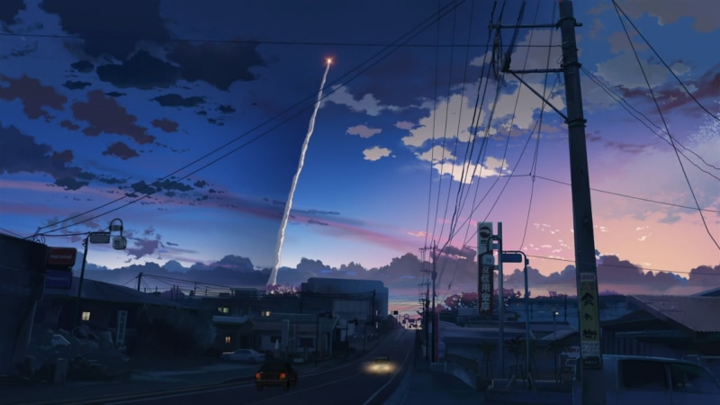 outdoors, nature, cable, connection, mode of transportation, electricity, sunset, sailboat, power supply, car, sky, no people, Makoto Shinkai , 5 Centimeters Per Second