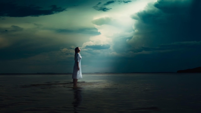 expectation, sea, girl, 1080P, loneliness, heaven, waiting, beautiful