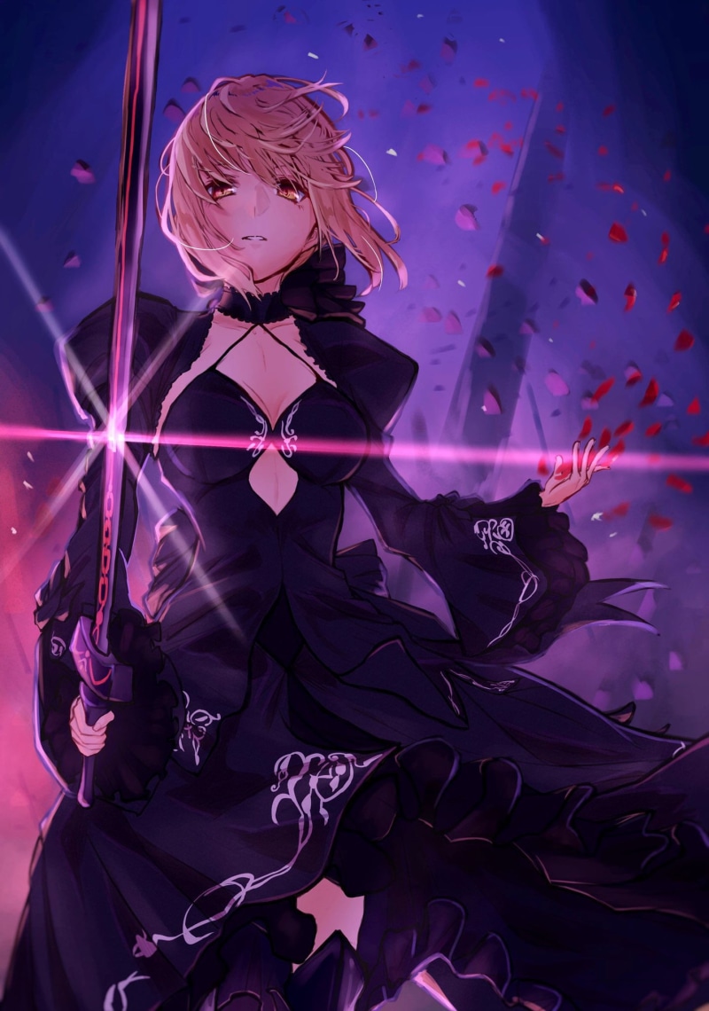 black dress, fantasy weapon, 1080P, Arturia Pendragon, anime girls, fate/stay night: heavens feel, blonde, Fate/Stay Night, Fate Series, Saber Alter