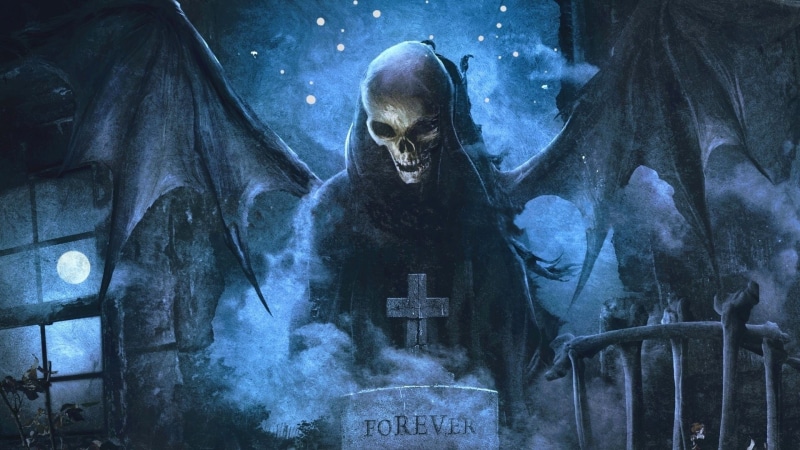 1080P, male likeness, ghost, indoors, mascot, architecture, religion, heavy metal, spirituality, album covers, Avenged Sevenfold, sculpture, death, night