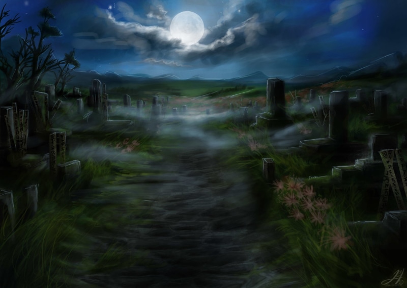 Night, 1080P, Fantasy, Tombstone, Dark, Graveyard, Cemetery, Moon