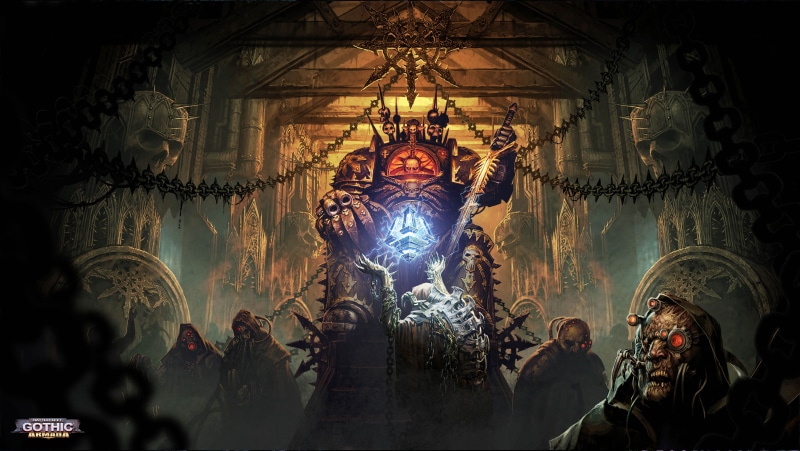 representation, Black Legion, architecture, spirituality, group of people, praying, painting, belief, low angle view, inside, Battlefleet Gothic: Armada