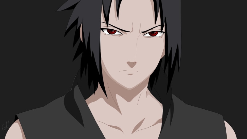 lifestyles, human representation, front view, close-up, Uchiha Sasuke, sasuke, black background, white color, young women, headshot, Naruto Shippuuden