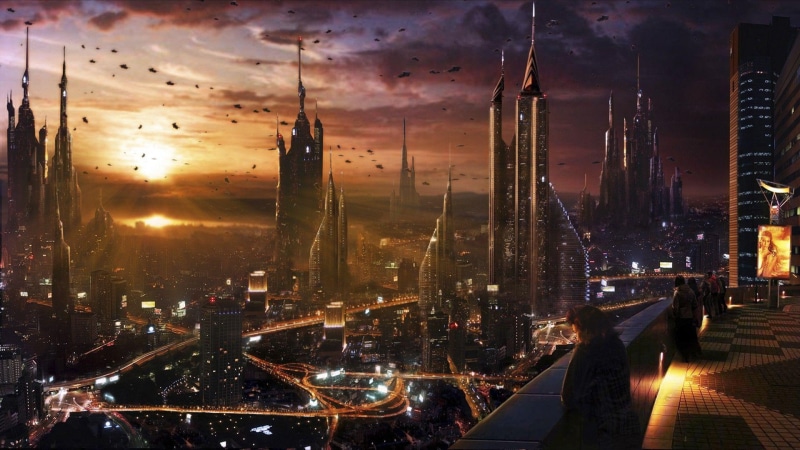 future, 1080P, fantasy, futuristic, city, 1920x1080, metropolis, buildings