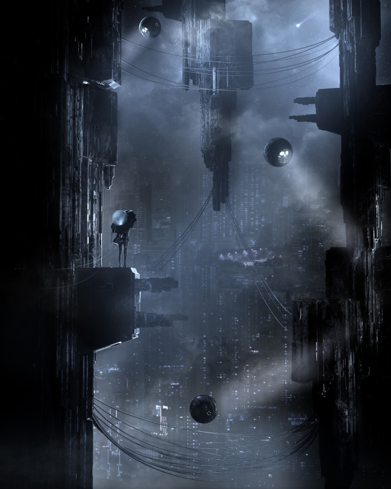 cyberpunk, city, futurism, 2K, dark, sci-fi