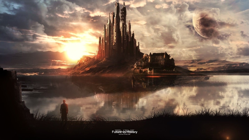 futuristic, history, fantasy, fantasy art, vs, artwork, future, 1080P, futuristic city, city, digital art, sci-fi, science fiction, t1na, digital, hd
