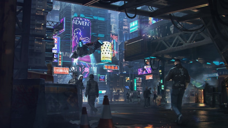 Alexander Dudar, Night, Future, Neon, by Alexander Dudar, Cyberpunk, The city, Art, People, Doubt, Advertising, 1080P