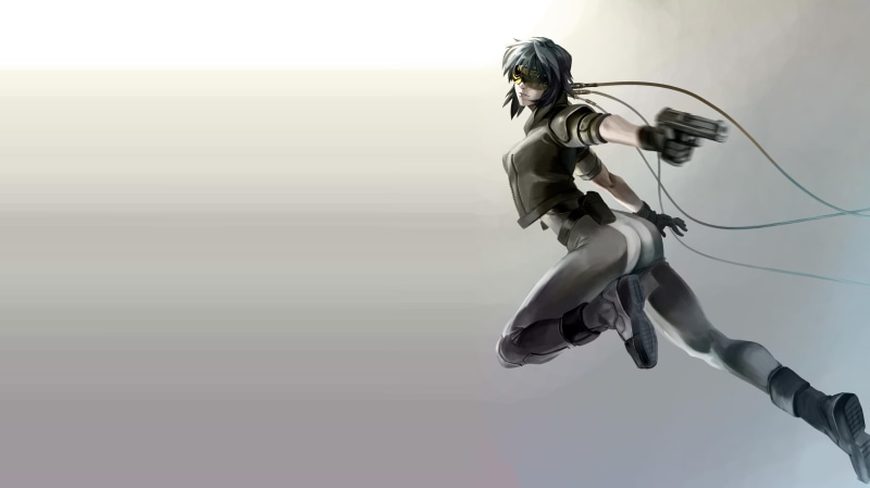 beautiful woman, copy space, adult, figure, clear sky, clothing, hairstyle, one person, women, Ghost in the Shell: ARISE, robot, action, young women, Kusanagi Motoko