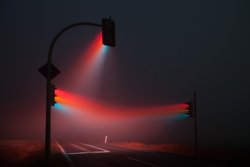 communication, lights, lighting equipment, black, 1080P, signal, street, light, night, glowing, transportation, blue, sky, no people, red, illuminated