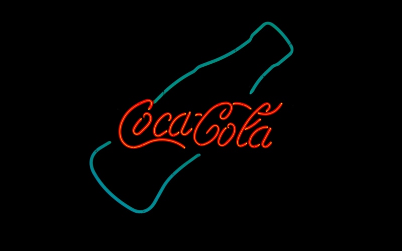 sign, logo, light - natural phenomenon, illuminated, coca, black, no people, single word, Coca-Cola, information, typography, night, communication, black background