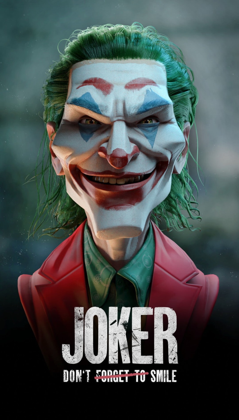 poster, digital art, Joker (2019 Movie), humor, face, 720P, makeup, smile, green hair, Arthur Fleck, Joker