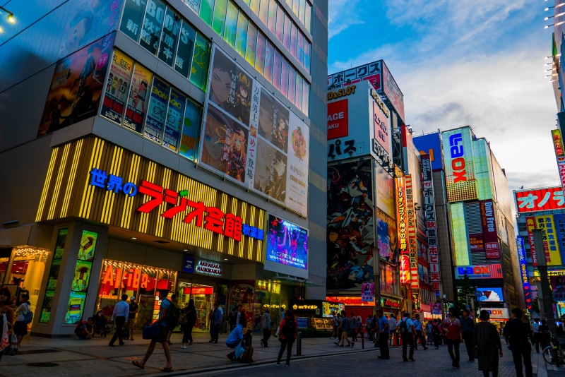 large group of people, communication, women, neon, multi colored, walking, outdoors, evening, crowd, building, sunset, text, japan, street, men, group of people